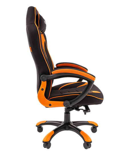 Кресло игровое CHAIRMAN GAME 28 Полиэстер комбинированная ткань оранжевый/черный в Советском - изображение 3