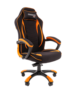 Кресло игровое CHAIRMAN GAME 28 Полиэстер комбинированная ткань оранжевый/черный в Урае