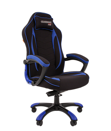 Кресло игровое CHAIRMAN GAME 28 Полиэстер комбинированная ткань синий/черный в Лангепасе - изображение