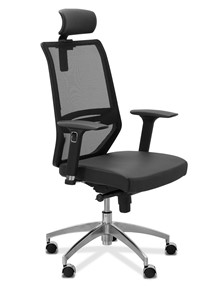 Кресло офисное Aero lux с подголовником, сетка/экокожа / черная/черная CN1114 в Когалыме