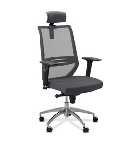 Офисное кресло для руководителя Aero lux с подголовником, сетка/ткань Сахара / серая/серая в Лангепасе