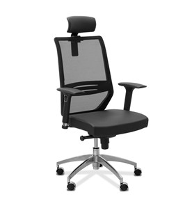 Кресло офисное Aero lux с подголовником, сетка/ткань TW / черная/черная в Советском