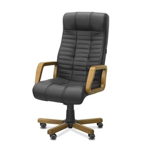 Кресло для руководителя Атлант W, экокожа премиум / черная CN1114/ дерево - орех в Лангепасе - предосмотр 2