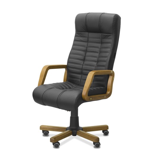 Кресло для руководителя Атлант W, экокожа премиум / черная CN1114/ дерево - орех в Лангепасе - изображение 3