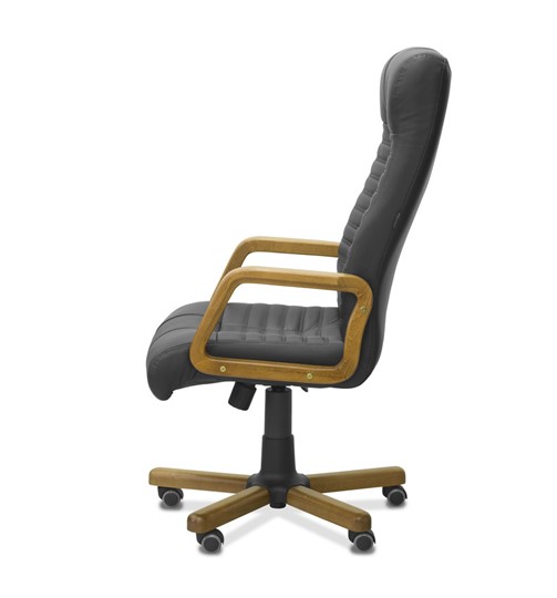 Кресло для руководителя Атлант W, экокожа премиум / черная CN1114/ дерево - орех в Лангепасе - изображение 4