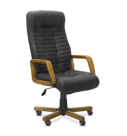 Кресло для руководителя Атлант W, экокожа премиум / черная CN1114/ дерево - орех в Лангепасе - изображение 9