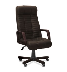 Офисное кресло Атлант W, экокожа премиум / тёмно-коричневая CN1113/ дерево - венге в Нижневартовске