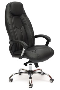 Кресло BOSS Lux, кож/зам, черный/черный перфорированный, арт.9160 в Пыть-Яхе