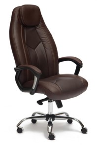 Офисное кресло BOSS Lux, кож/зам, коричневый/коричневый перфорированный, арт.9816 в Когалыме