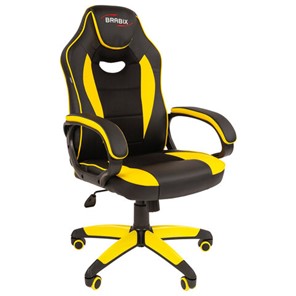 Кресло для приемных и переговорных BRABIX "Blaze GM-162", TW/экокожа, черное/желтое, 532579, 7083507 в Урае