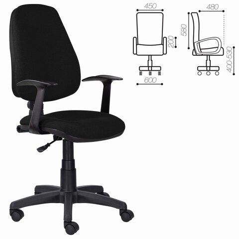 Кресло компьютерное Brabix Comfort MG-321, регулируемая эргономичная спинка, ткань, черное в Лангепасе - изображение 5