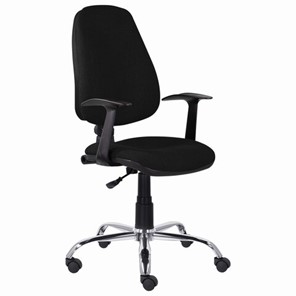 Офисное кресло BRABIX "Comfort MG-322", хром, регулируемая эргономичная спинка, ткань, черное, 532558 в Югорске