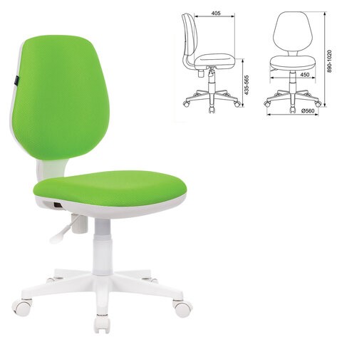 Кресло офисное Brabix Fancy MG-201W (без подлокотников, пластик белый, салатовое) 532414 в Радужном - изображение 4