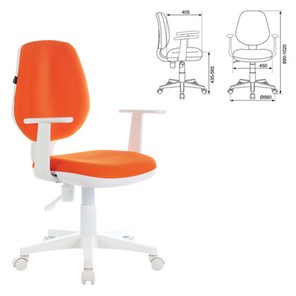 Компьютерное кресло Brabix Fancy MG-201W (с подлокотниками, пластик белый, оранжевое) 532410 в Лангепасе - предосмотр 3