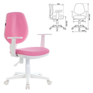 Кресло компьютерное Brabix Fancy MG-201W (с подлокотниками, пластик белый, розовое) 532409 в Нягани - предосмотр 3