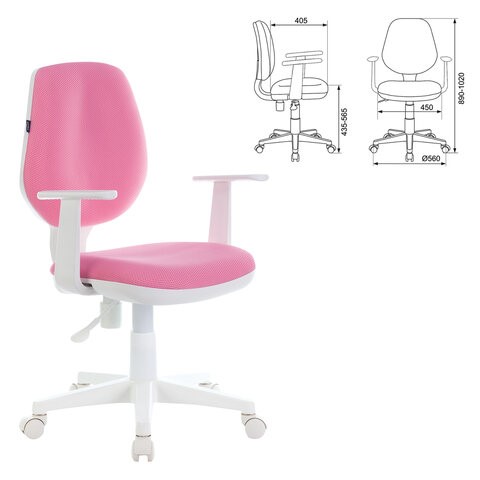 Кресло компьютерное Brabix Fancy MG-201W (с подлокотниками, пластик белый, розовое) 532409 в Нягани - изображение 3