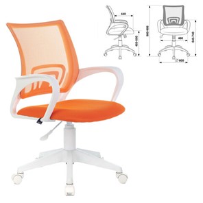 Кресло компьютерное Brabix Fly MG-396W (с подлокотниками, пластик белый, сетка, оранжевое) 532401 в Лангепасе - предосмотр 4
