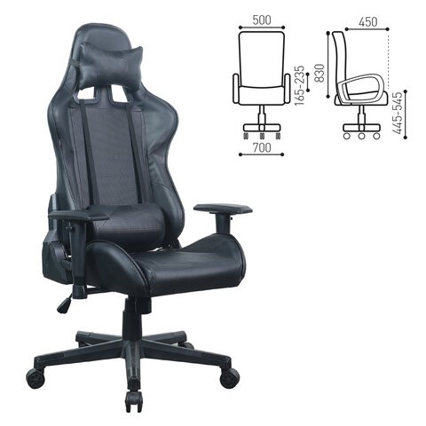 Кресло офисное Brabix GT Carbon GM-115 (две подушки, экокожа, черное) 531932 в Нягани - изображение 15