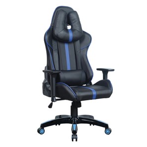 Кресло BRABIX "GT Carbon GM-120", две подушки, экокожа, черное/синее, 531930 в Лангепасе