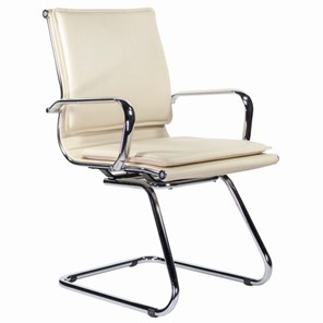 Кресло для приемных и переговорных Brabix BRABIX "Kayman CF-102", экокожа, хром, бежевое, 532573 в Нижневартовске