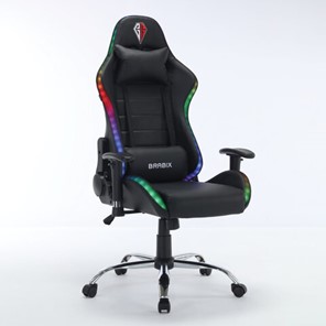 Кресло офисное BRABIX "Lumen GM-150 RGB", подсветка, две подушки, экокожа, черное, 532801 в Урае