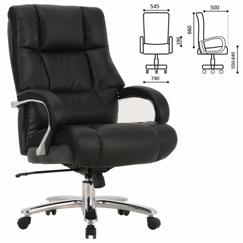 Компьютерное кресло Brabix Premium Bomer HD-007 (рециклированная кожа, хром, черное) 531939 в Лангепасе - изображение 6