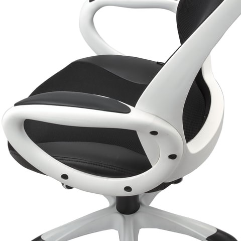 Офисное кресло Brabix Premium Genesis EX-517 (пластик белый, ткань/экокожа/сетка черная) 531573 в Лангепасе - изображение 6