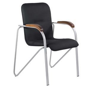 Офисное кресло BRABIX "Samba CF-104", серый каркас, накладки "орех", кожзам черный, собрано, 532759 в Лангепасе