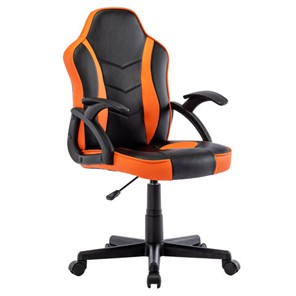 Кресло компьютерное BRABIX "Shark GM-203", экокожа, черное/оранжевое, 532513 в Сургуте