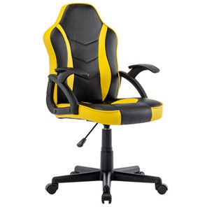 Кресло компьютерное BRABIX "Shark GM-203", экокожа, черное/желтое, 532514 в Радужном