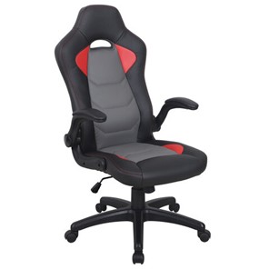 Офисное кресло BRABIX "Skill GM-005", откидные подлокотники, экокожа, черное/красное, 532496 в Нягани