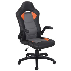 Офисное кресло BRABIX "Skill GM-005", откидные подлокотники, экокожа, черное/оранжевое, 532495 в Урае