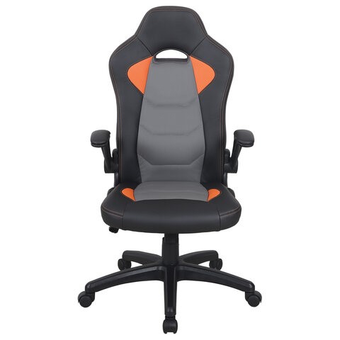 Офисное кресло BRABIX "Skill GM-005", откидные подлокотники, экокожа, черное/оранжевое, 532495 в Когалыме - изображение 4