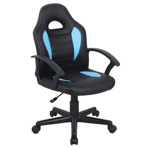 Офисное кресло BRABIX "Spark GM-201", экокожа, черное/голубое, 532505 в Югорске