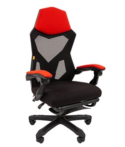 Компьютерное кресло CHAIRMAN 571 с подставкой для ног , сетчатый акрил / полиэстер черный/красный в Нягани