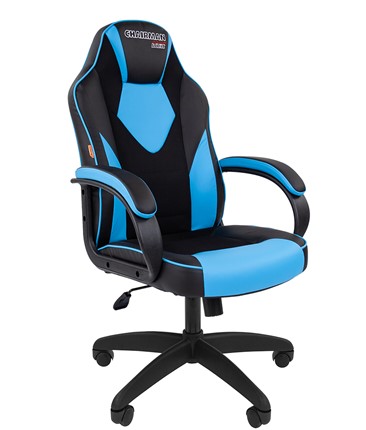 Кресло компьютерное CHAIRMAN GAME 17, цвет черный / голубой в Лангепасе - изображение