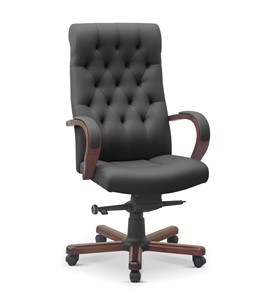 Офисное кресло Status, натуральная кожа с компаньоном /серая/дерево - орех аида в Урае