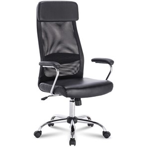 Офисное кресло Brabix Flight EX-540 (хром, экокожа, сетка, черное) 531850 в Когалыме
