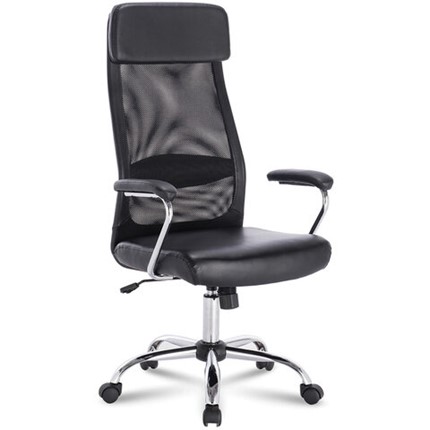 Офисное кресло Brabix Flight EX-540 (хром, экокожа, сетка, черное) 531850 в Нягани - изображение
