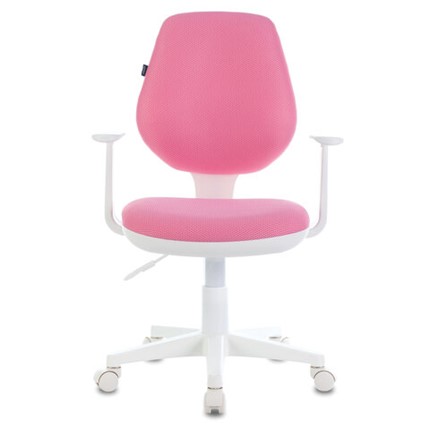 Кресло компьютерное Brabix Fancy MG-201W (с подлокотниками, пластик белый, розовое) 532409 в Радужном - изображение