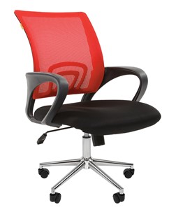 Кресло компьютерное CHAIRMAN 696 CHROME Сетка TW-69 (красный) в Лангепасе - предосмотр 1