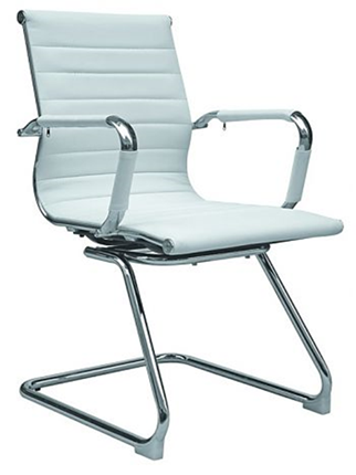 Кресло компьютерное B110 на полозьях, экокожа / хром, белый в Нягани - изображение