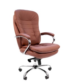 Кресло компьютерное CHAIRMAN 795 кожа, цвет коричневый в Урае