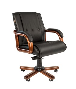 Офисное кресло CHAIRMAN 653M кожа черная в Сургуте
