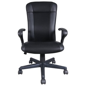 Офисное кресло Brabix Optima MG-370 (с подлокотниками, экокожа/ткань, черное) 531580 в Лангепасе
