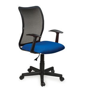 Кресло компьютерное Brabix Spring MG-307 (с подлокотниками, комбинированное синее/черное TW) в Лангепасе