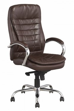 Кресло офисное J 9031-1 экокожа /хром, коричневый в Нягани - изображение
