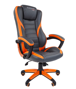 Кресло офисное CHAIRMAN GAME 22 эко кожа, серый/оранжевый в Сургуте