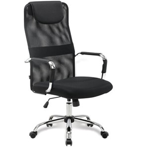 Офисное кресло Brabix Fit EX-514 (с подголовником, хром, черное) 531949 в Ханты-Мансийске