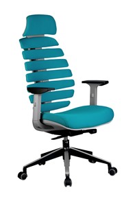 Кресло компьютерное Riva Chair SHARK (Лазурный/серый) в Лангепасе